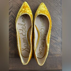 Gold Velvet Sam Edelman Studded Pointy Toe Flats 8